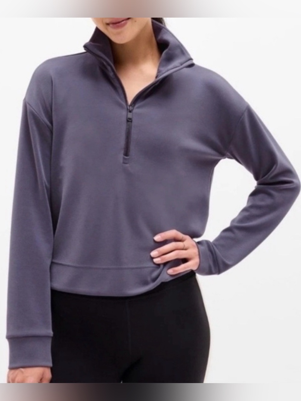 Athleta Seasoft 1/4 zip pullover sweatshirt XS grey loungewear athleisure
